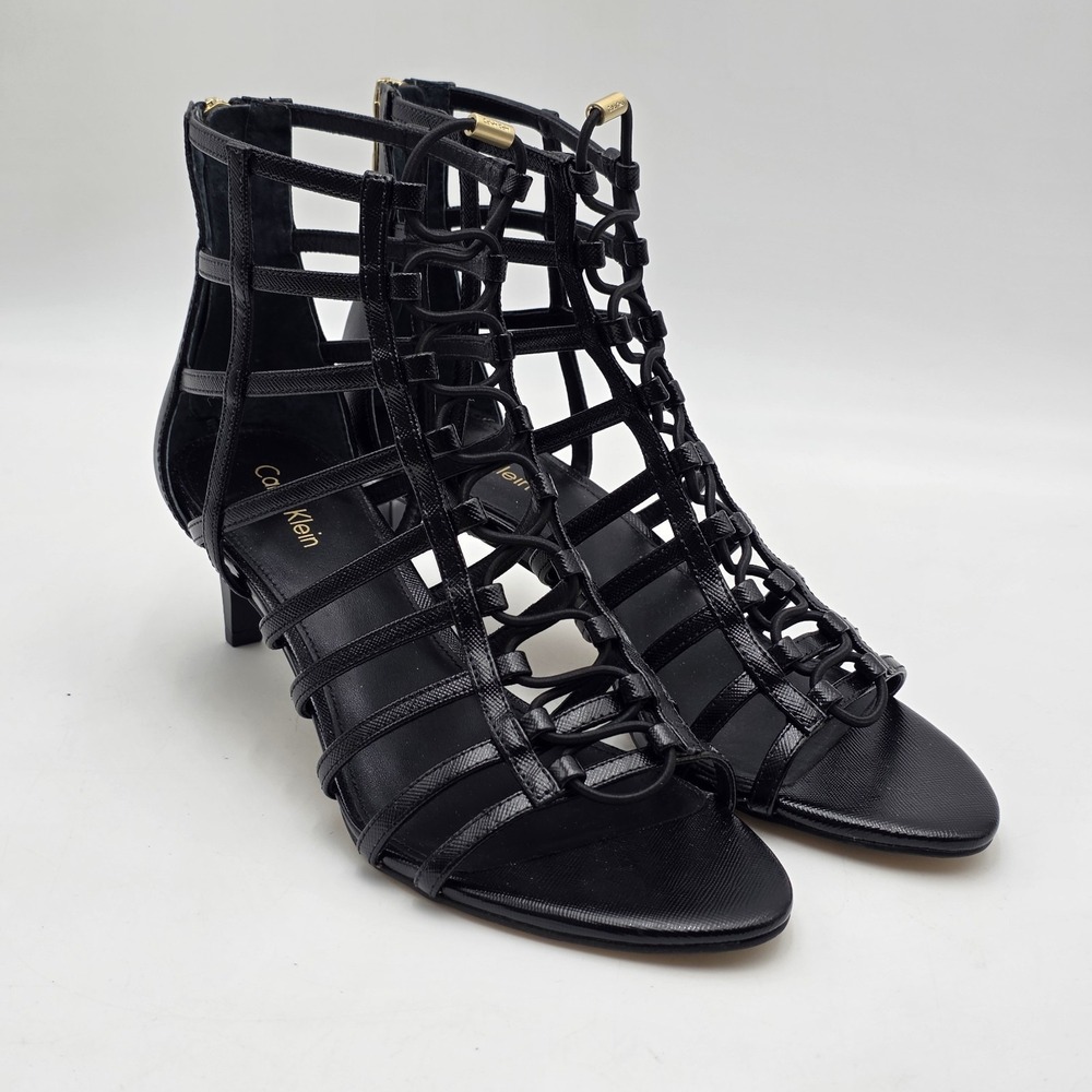 Calvin Klein Women's Neah Caged Sandals Black Gladiator Shoes Size 7 M NWOB